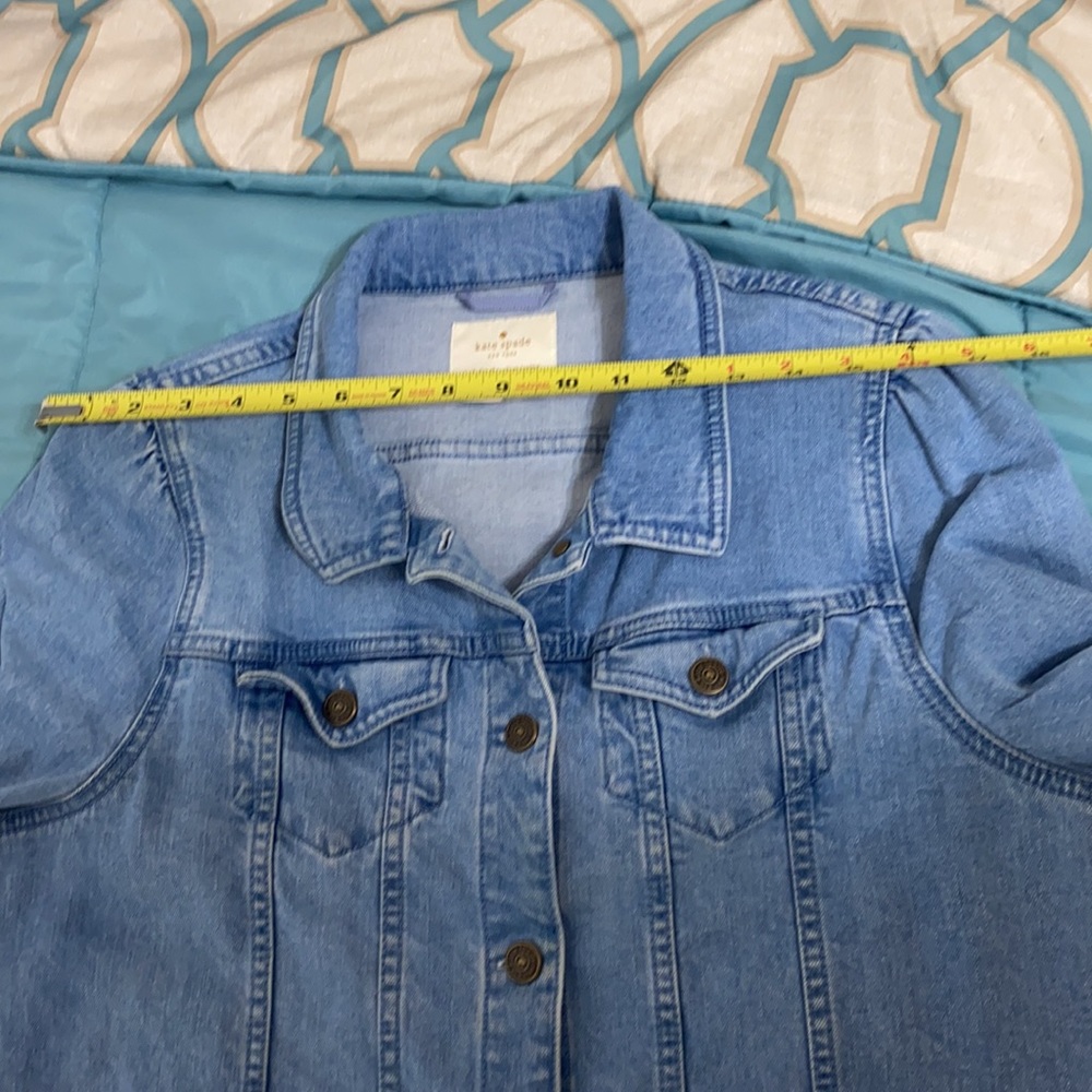 Kate Spade denim jacket dip dye peplum ruffle style size large - Picture 13 of 15
